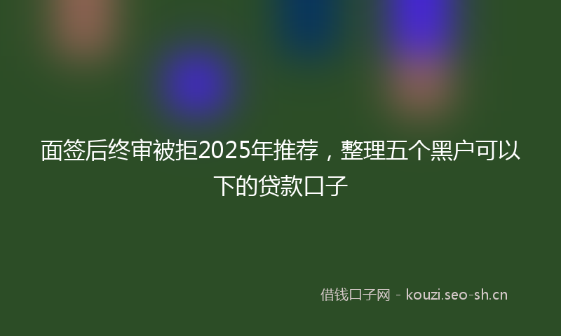 面签后终审被拒2025年推荐，整理五个黑户可以下的贷款口子