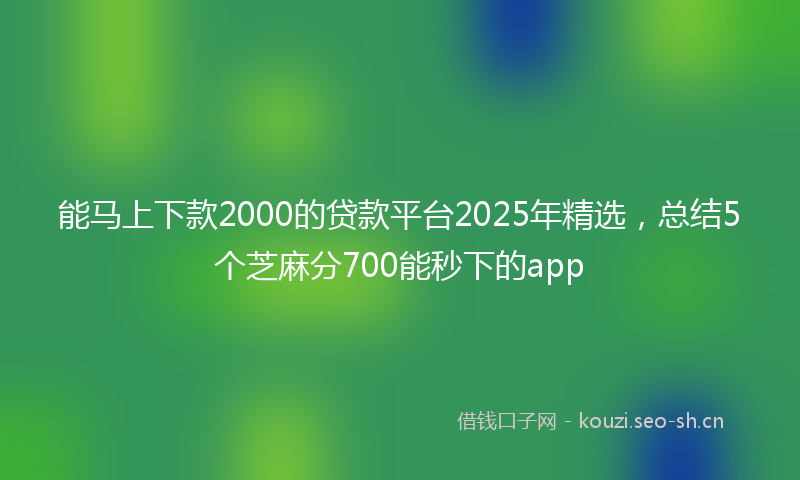 能马上下款2000的贷款平台2025年精选，总结5个芝麻分700能秒下的app