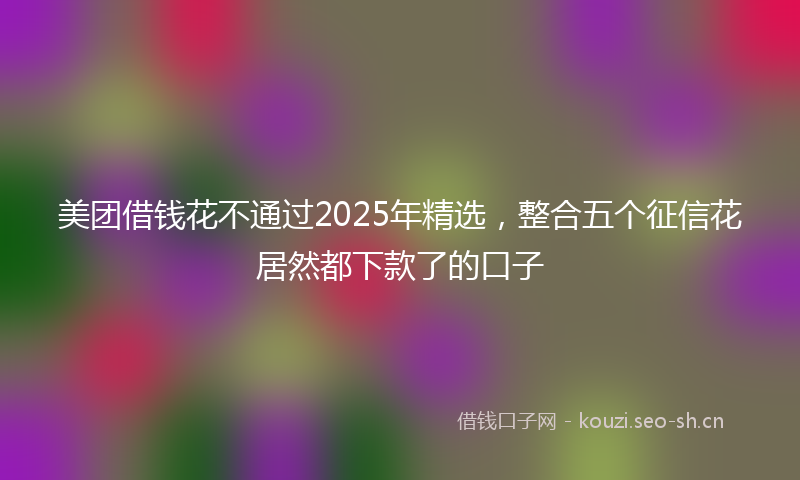 美团借钱花不通过2025年精选，整合五个征信花居然都下款了的口子