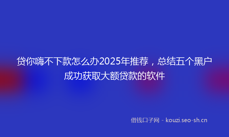 贷你嗨不下款怎么办2025年推荐，总结五个黑户成功获取大额贷款的软件