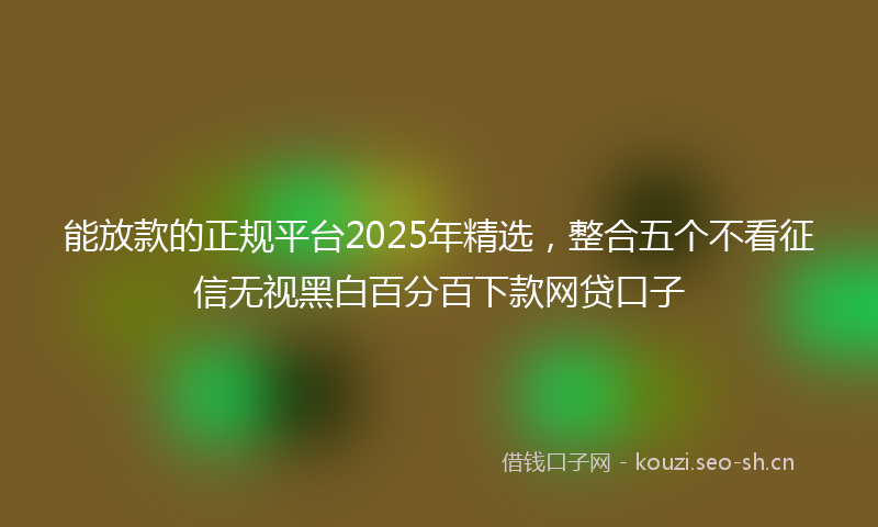 能放款的正规平台2025年精选，整合五个不看征信无视黑白百分百下款网贷口子