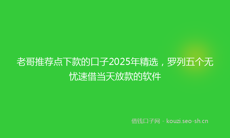 老哥推荐点下款的口子2025年精选，罗列五个无忧速借当天放款的软件