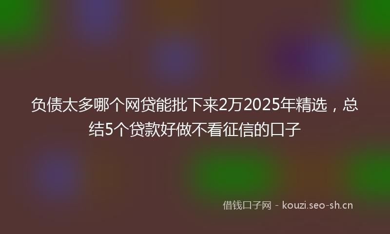 负债太多哪个网贷能批下来2万2025年精选，总结5个贷款好做不看征信的口子