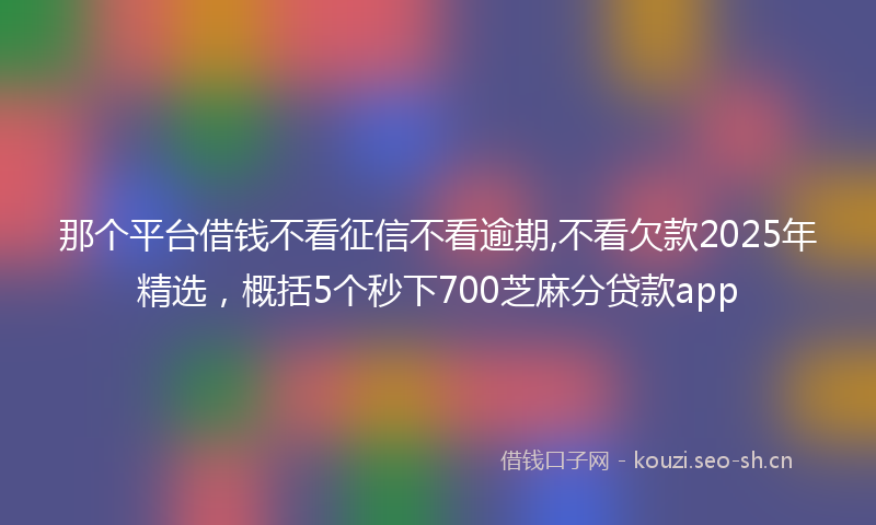 那个平台借钱不看征信不看逾期,不看欠款2025年精选，概括5个秒下700芝麻分贷款app