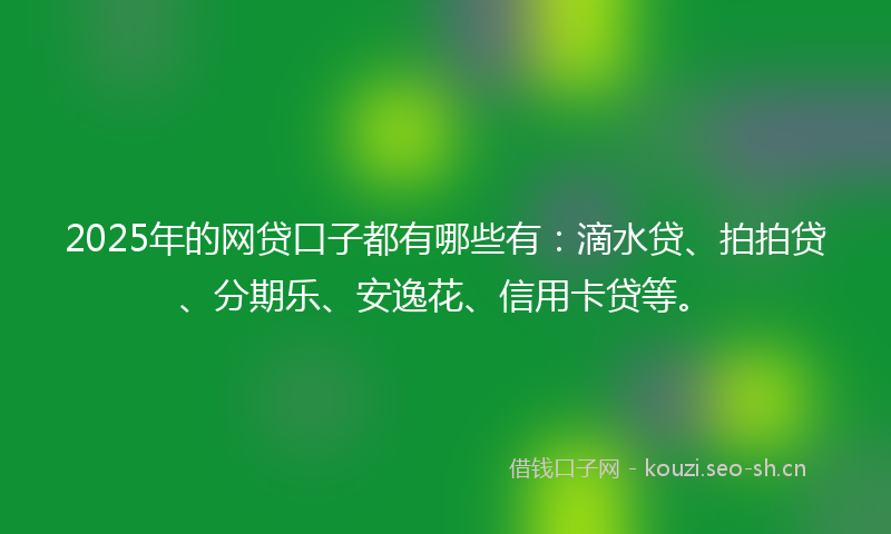 2025年的网贷口子都有哪些有：滴水贷、拍拍贷、分期乐、安逸花、信用卡贷等。