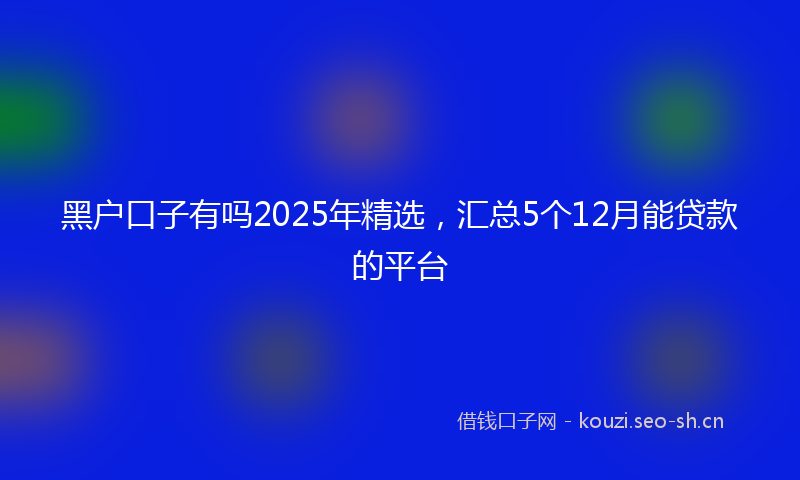 黑户口子有吗2025年精选，汇总5个12月能贷款的平台