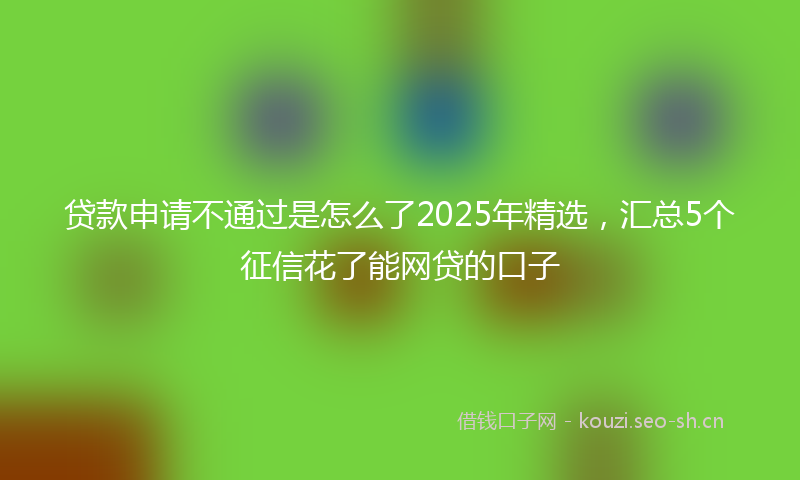 贷款申请不通过是怎么了2025年精选，汇总5个征信花了能网贷的口子