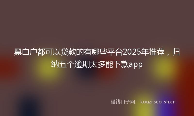 黑白户都可以贷款的有哪些平台2025年推荐，归纳五个逾期太多能下款app