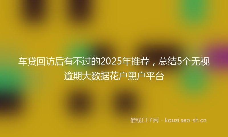 车贷回访后有不过的2025年推荐，总结5个无视逾期大数据花户黑户平台