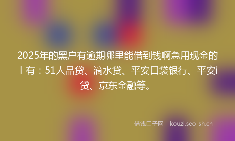 2025年的黑户有逾期哪里能借到钱啊急用现金的士有：51人品贷、滴水贷、平安口袋银行、平安i贷、京东金融等。