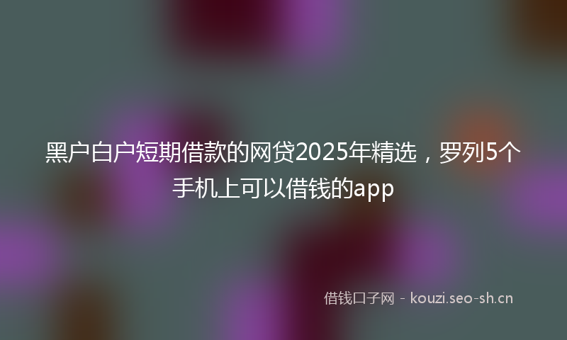 黑户白户短期借款的网贷2025年精选，罗列5个手机上可以借钱的app