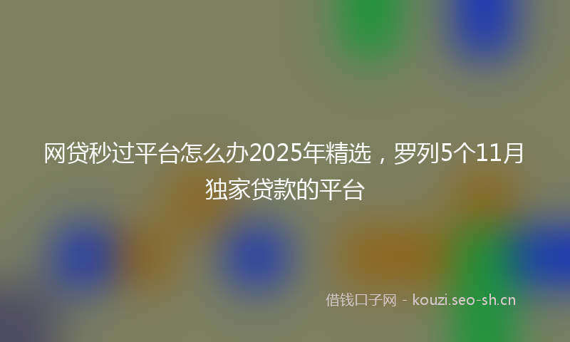 网贷秒过平台怎么办2025年精选，罗列5个11月独家贷款的平台