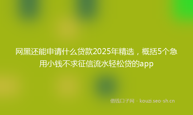 网黑还能申请什么贷款2025年精选，概括5个急用小钱不求征信流水轻松贷的app