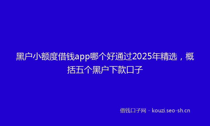 黑户小额度借钱app哪个好通过2025年精选，概括五个黑户下款口子