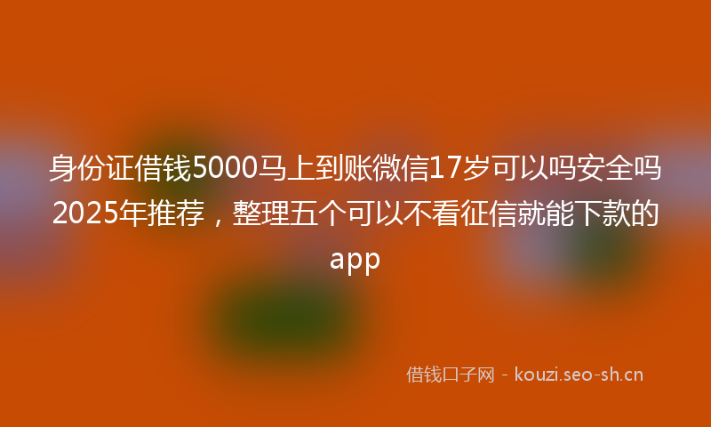 身份证借钱5000马上到账微信17岁可以吗安全吗2025年推荐，整理五个可以不看征信就能下款的app