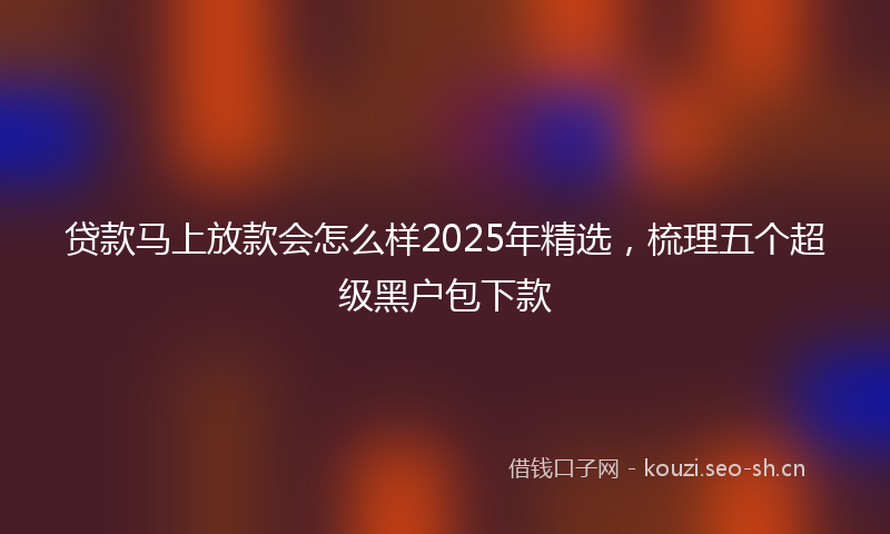 贷款马上放款会怎么样2025年精选，梳理五个超级黑户包下款