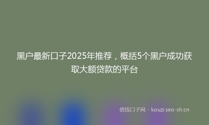 黑户最新口子2025年推荐，概括5个黑户成功获取大额贷款的平台