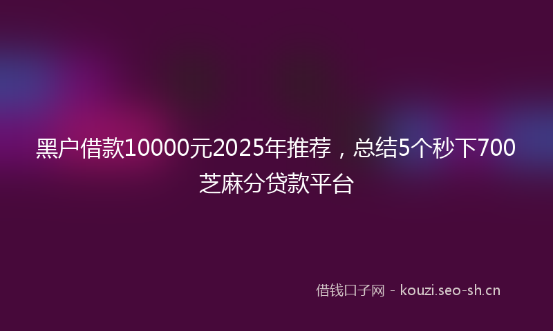 黑户借款10000元2025年推荐，总结5个秒下700芝麻分贷款平台
