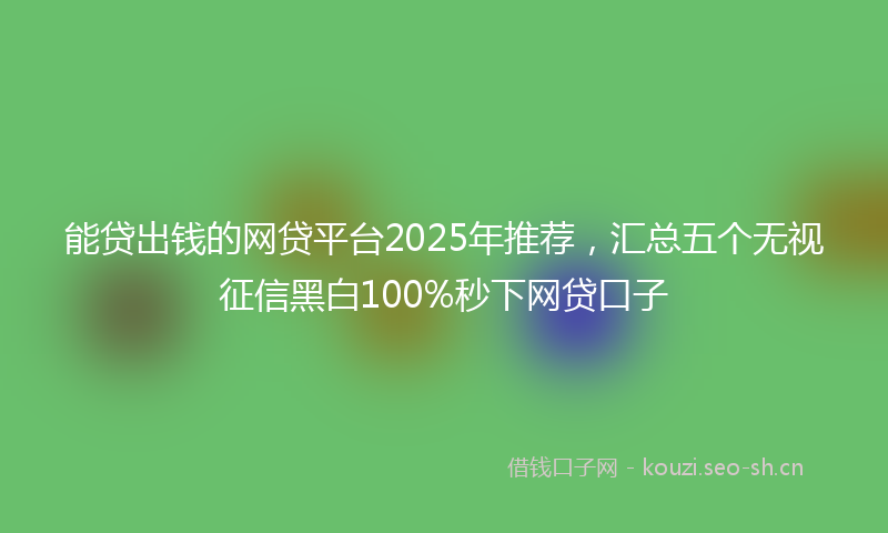 能贷出钱的网贷平台2025年推荐，汇总五个无视征信黑白100%秒下网贷口子