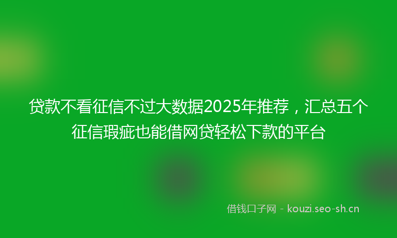 贷款不看征信不过大数据2025年推荐，汇总五个征信瑕疵也能借网贷轻松下款的平台