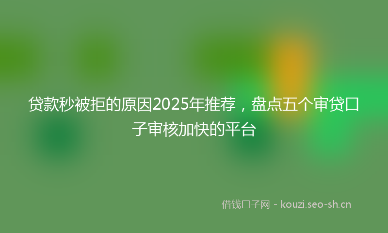 贷款秒被拒的原因2025年推荐，盘点五个审贷口子审核加快的平台