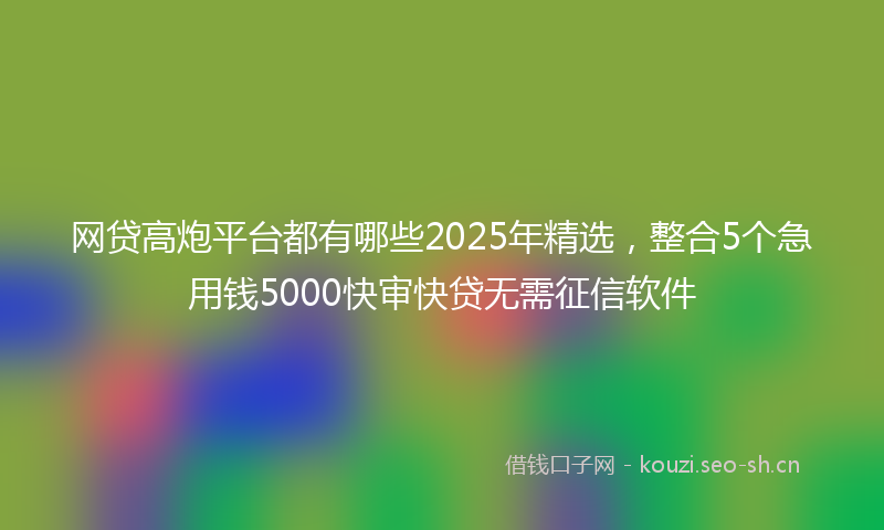 网贷高炮平台都有哪些2025年精选，整合5个急用钱5000快审快贷无需征信软件