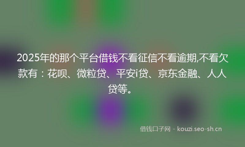 2025年的那个平台借钱不看征信不看逾期,不看欠款有：花呗、微粒贷、平安i贷、京东金融、人人贷等。