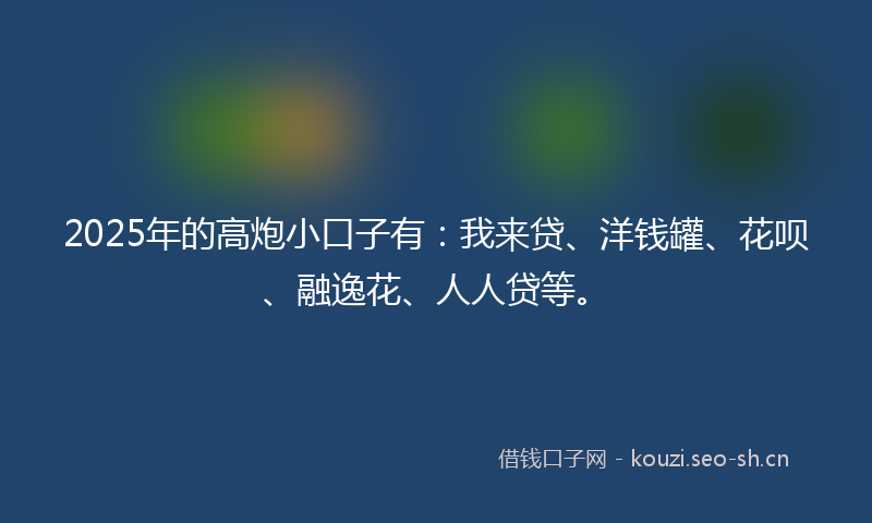 2025年的高炮小口子有：我来贷、洋钱罐、花呗、融逸花、人人贷等。