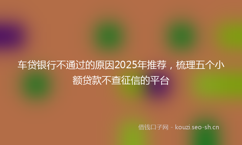 车贷银行不通过的原因2025年推荐，梳理五个小额贷款不查征信的平台