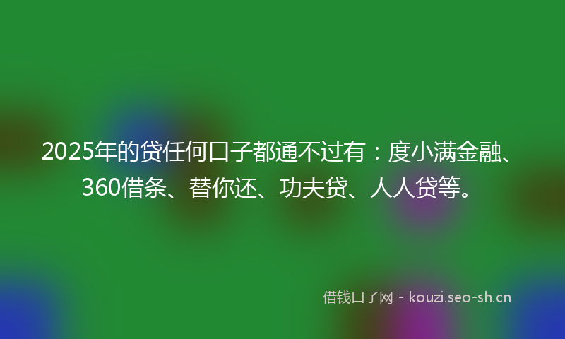 2025年的贷任何口子都通不过有：度小满金融、360借条、替你还、功夫贷、人人贷等。