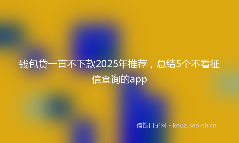 钱包贷一直不下款2025年推荐，总结5个不看征信查询的app