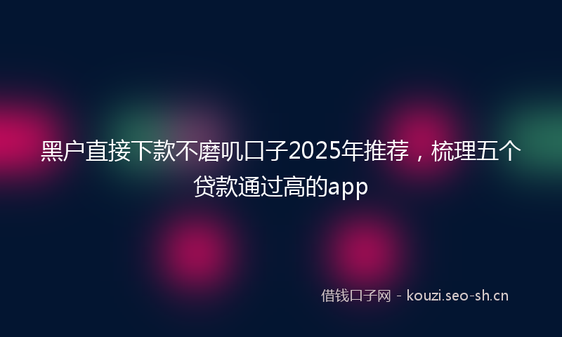 黑户直接下款不磨叽口子2025年推荐，梳理五个贷款通过高的app