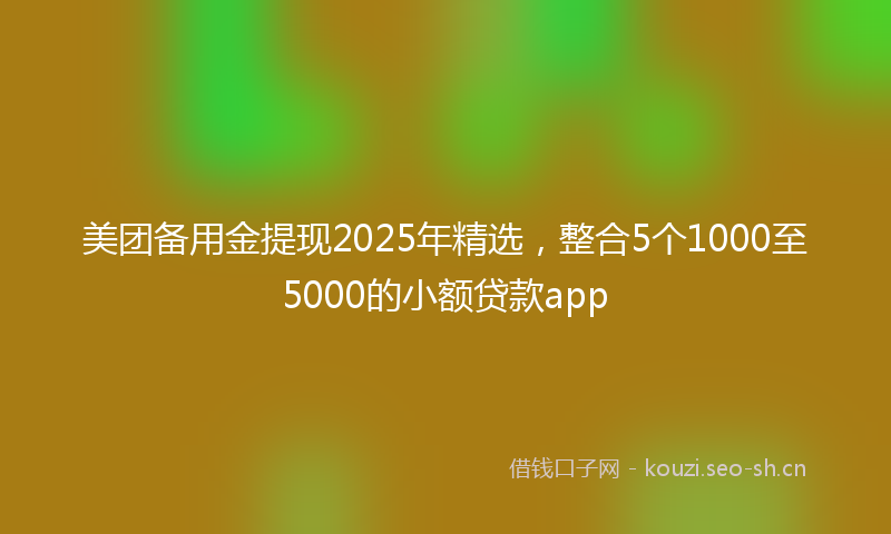 美团备用金提现2025年精选，整合5个1000至5000的小额贷款app