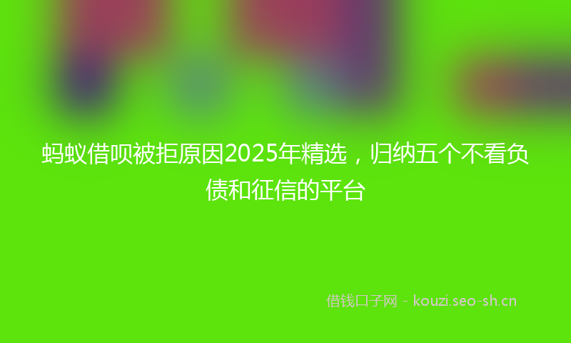 蚂蚁借呗被拒原因2025年精选，归纳五个不看负债和征信的平台
