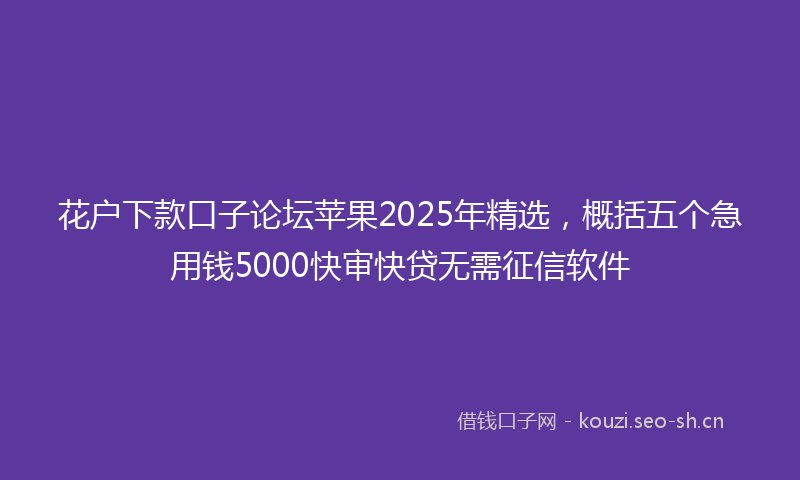 花户下款口子论坛苹果2025年精选，概括五个急用钱5000快审快贷无需征信软件