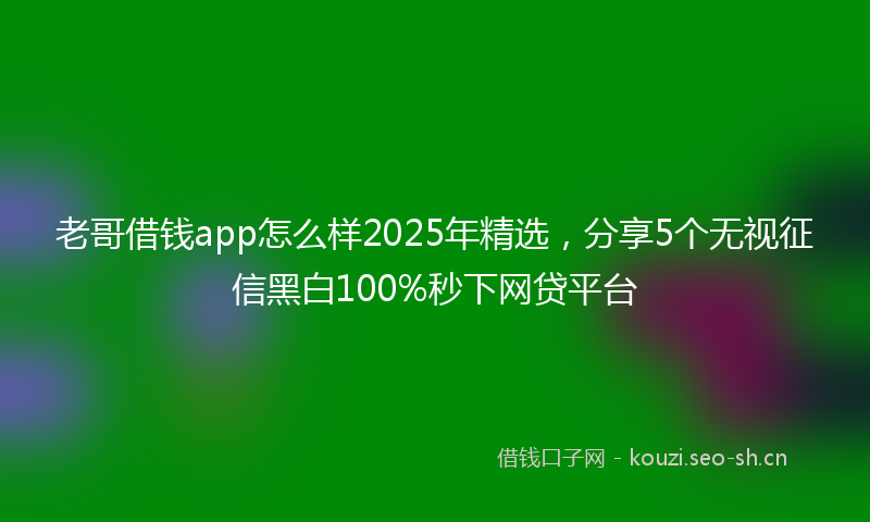 老哥借钱app怎么样2025年精选，分享5个无视征信黑白100%秒下网贷平台