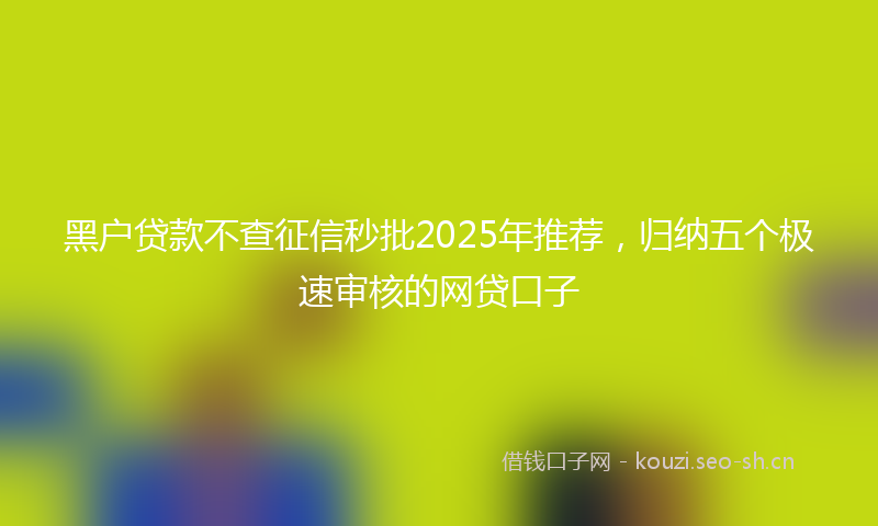 黑户贷款不查征信秒批2025年推荐，归纳五个极速审核的网贷口子