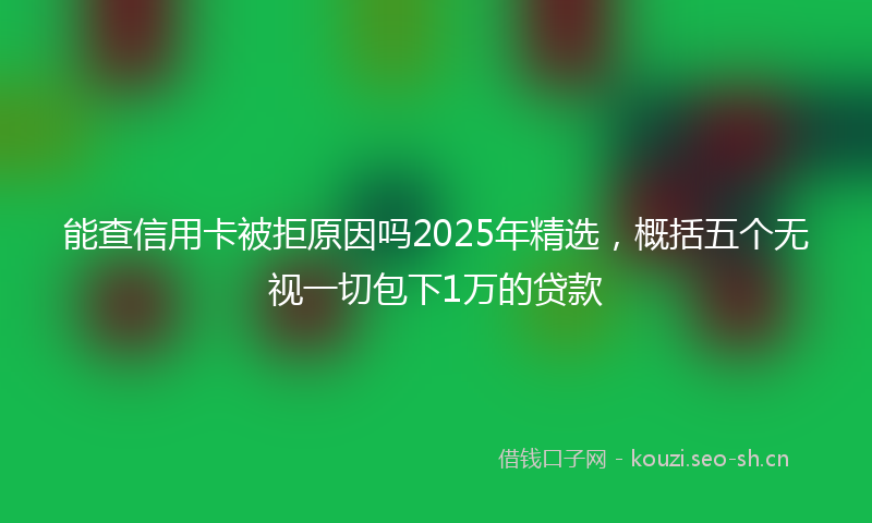 能查信用卡被拒原因吗2025年精选，概括五个无视一切包下1万的贷款