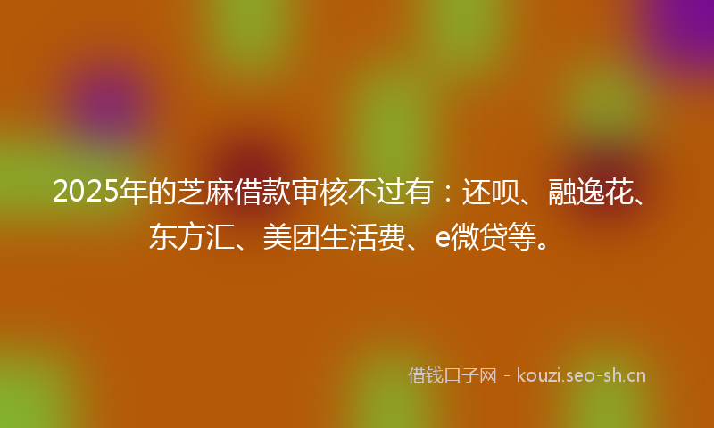 2025年的芝麻借款审核不过有：还呗、融逸花、东方汇、美团生活费、e微贷等。