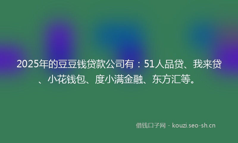 2025年的豆豆钱贷款公司有：51人品贷、我来贷、小花钱包、度小满金融、东方汇等。