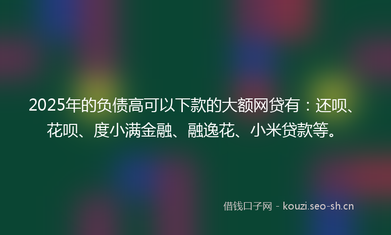 2025年的负债高可以下款的大额网贷有：还呗、花呗、度小满金融、融逸花、小米贷款等。