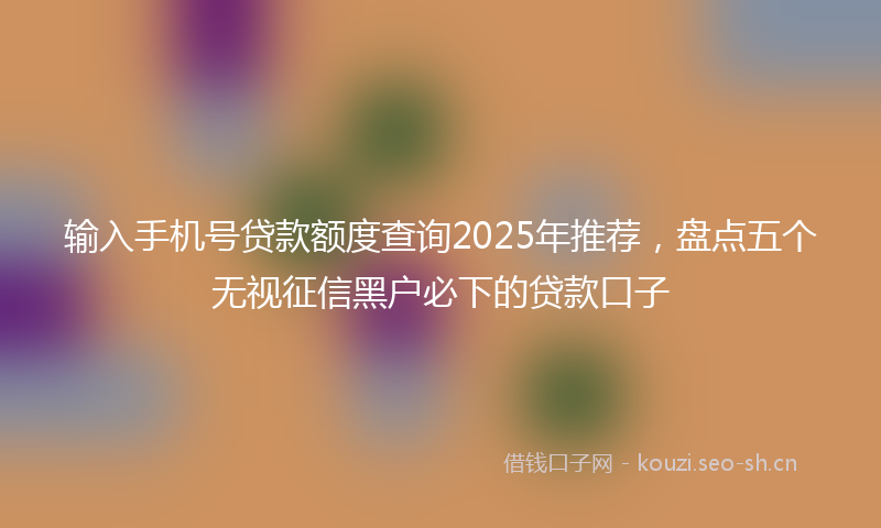 输入手机号贷款额度查询2025年推荐，盘点五个无视征信黑户必下的贷款口子