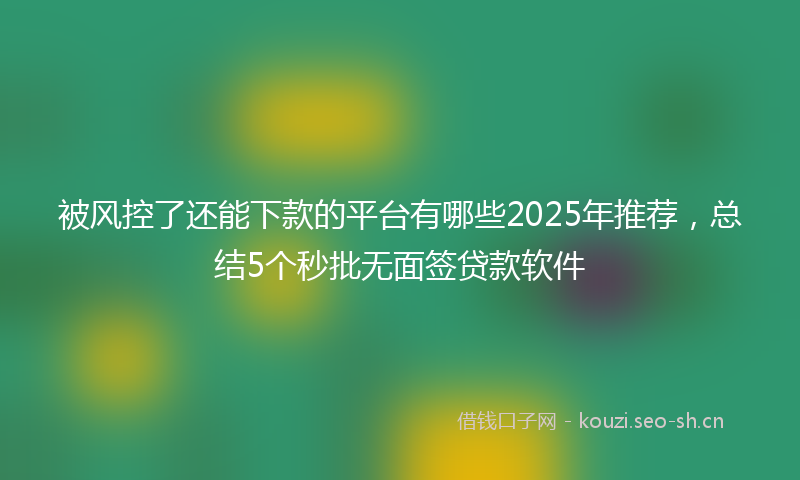 被风控了还能下款的平台有哪些2025年推荐，总结5个秒批无面签贷款软件