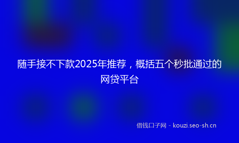 随手接不下款2025年推荐，概括五个秒批通过的网贷平台