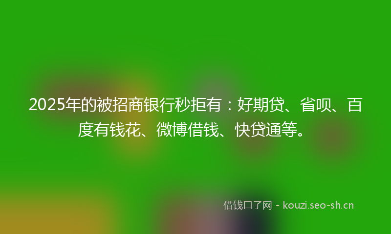 2025年的被招商银行秒拒有:好期贷、省呗、百度有钱花、微博借钱、快贷通等。