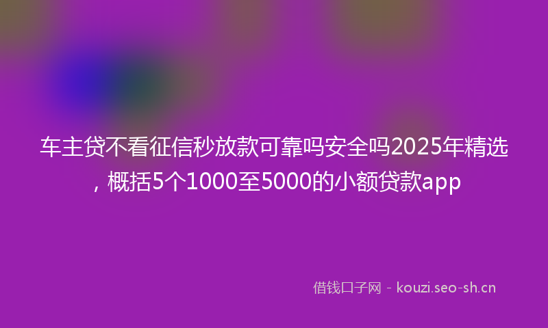 车主贷不看征信秒放款可靠吗安全吗2025年精选，概括5个1000至5000的小额贷款app