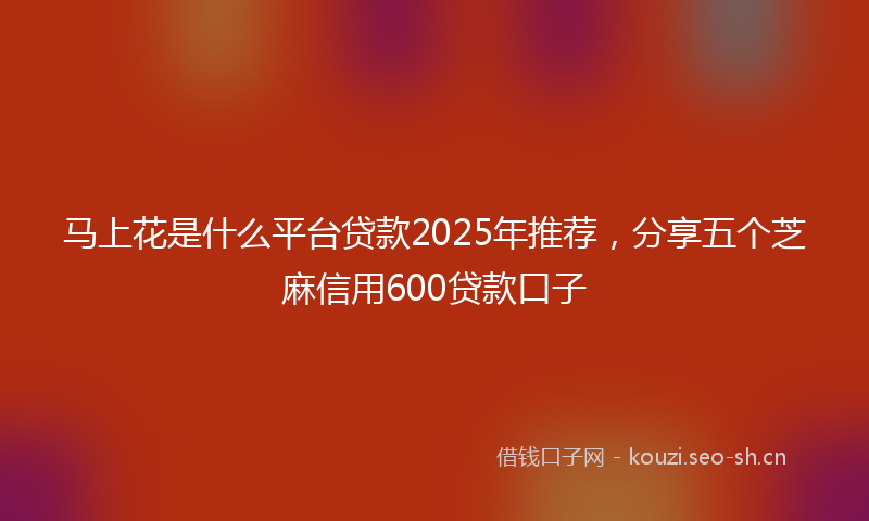 马上花是什么平台贷款2025年推荐，分享五个芝麻信用600贷款口子