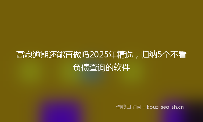 高炮逾期还能再做吗2025年精选，归纳5个不看负债查询的软件