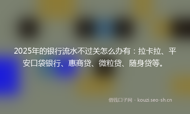 2025年的银行流水不过关怎么办有：拉卡拉、平安口袋银行、惠商贷、微粒贷、随身贷等。