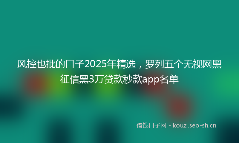 风控也批的口子2025年精选，罗列五个无视网黑征信黑3万贷款秒款app名单
